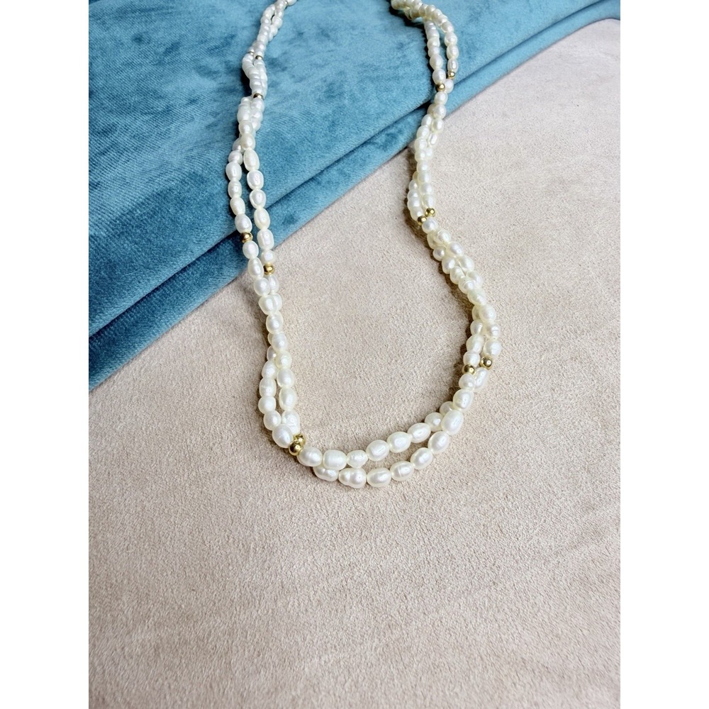 Vintage Avon Faux Pearl Necklace Double Strand Gold Tone Beaded